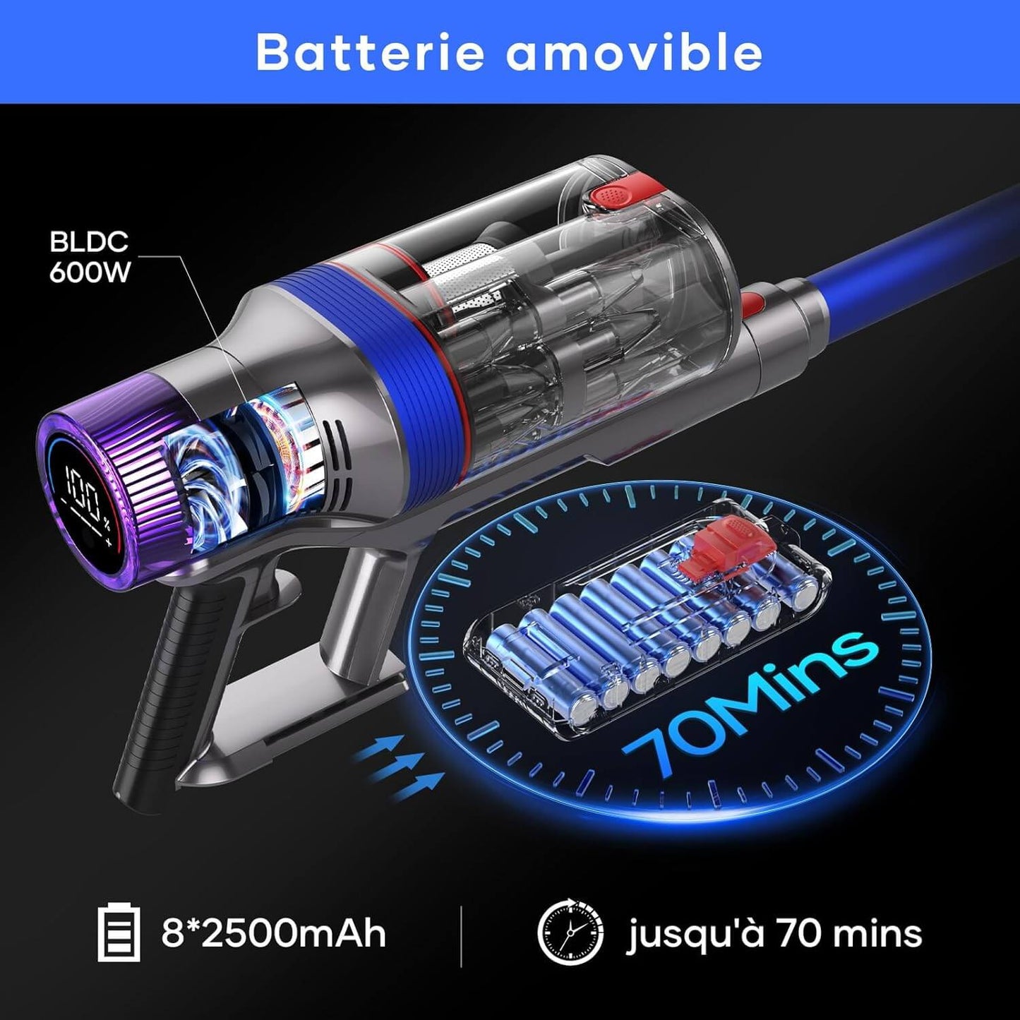 Rebanic S18 Max Akku Staubsauger 48KPa 600W - DE